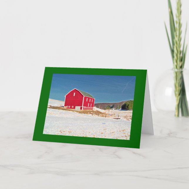 Red Barn in Snow Card (Front)