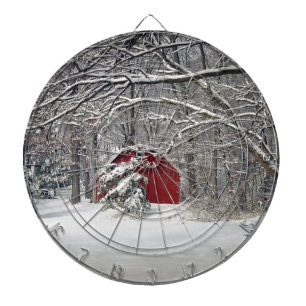 Red Barn in the Snow 2011 Dartboard
