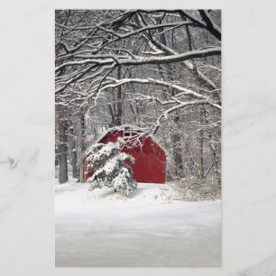 Red Barn in the Snow 2011 Stationery