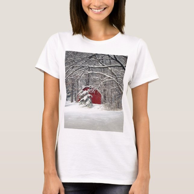 Red Barn in the Snow 2011 T-Shirt (Front)