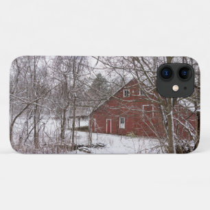 Red Barn In The Snow iPhone Case