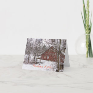 Red Barn In The Snow Thinking Of You Card