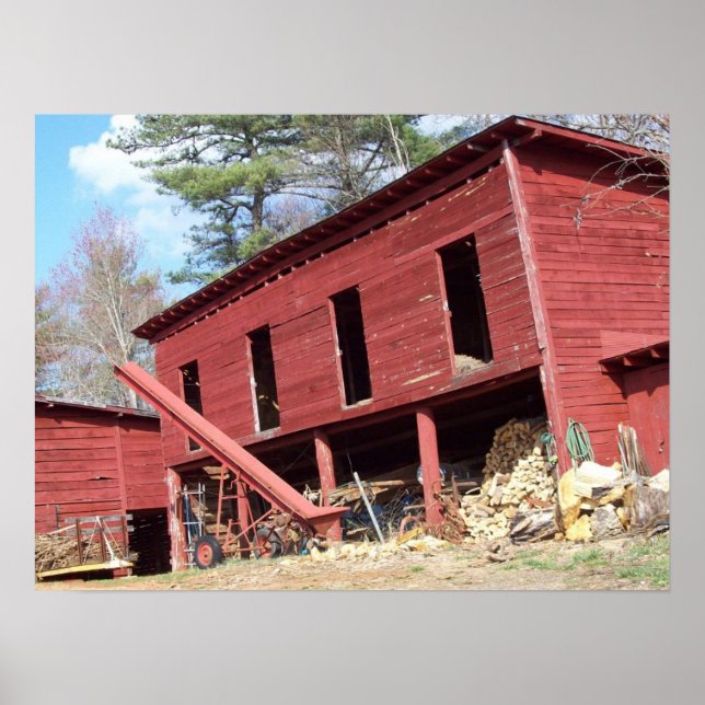 Red Barn in Weaverville, N. Caroilna Poster (Front)