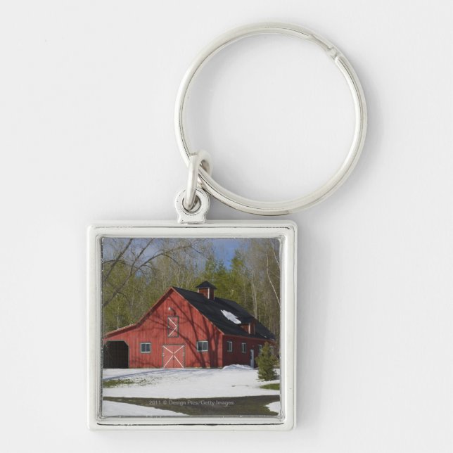 Red Barn In Winter Key Ring (Front)