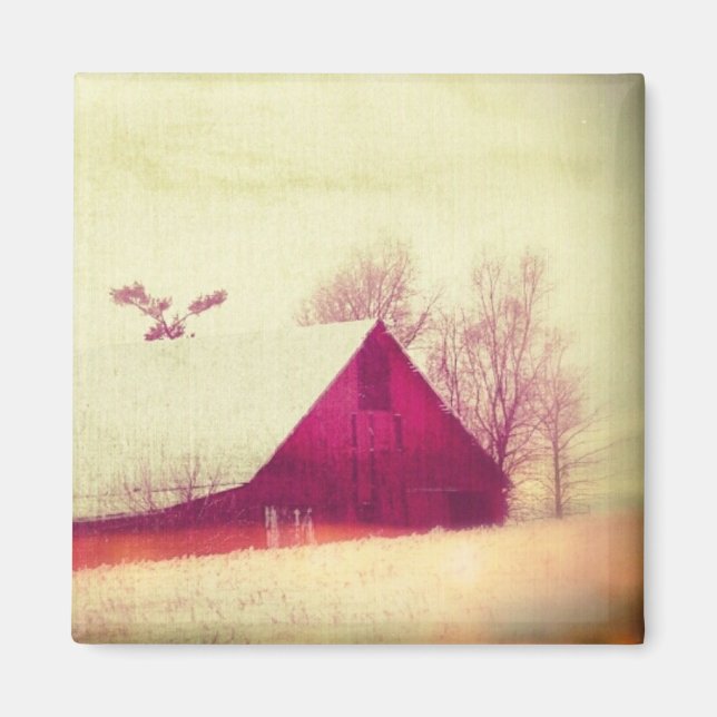 Red Barn in Winter Magnet (Front)