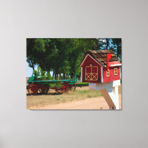 Red Barn Mailbox Canvas Print