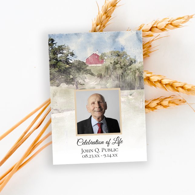 Red Barn on Hill Country Farm Celebration of Life Invitation (Creator Uploaded)