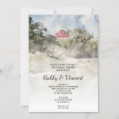 Red Barn on Hill Farm Watercolor Rehearsal Dinner Invitation Zazzle