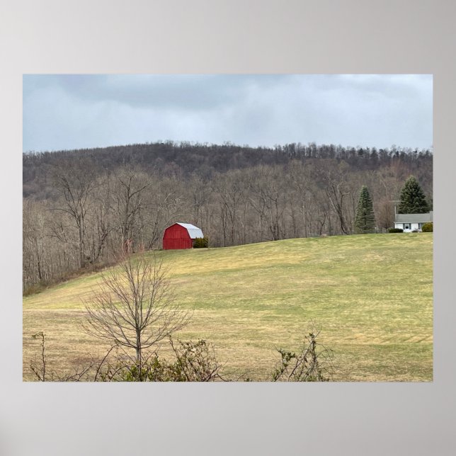 Red Barn on Hill Poster (Front)