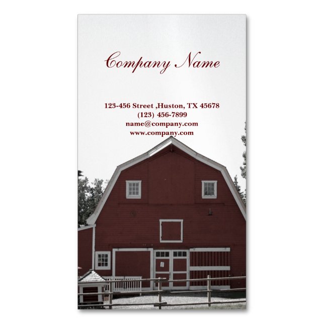 red barn Organic Cattle dairy farmer agriculture Magnetic Business Card (Front Vertical)