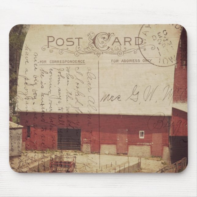 Red Barn Postcard Digital Art Mouse Mat (Front)