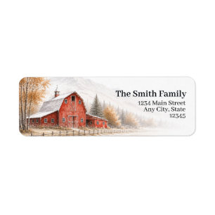 Red Barn Return Address Labels Fall Farm