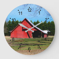 Red Barn Shed Large Clock