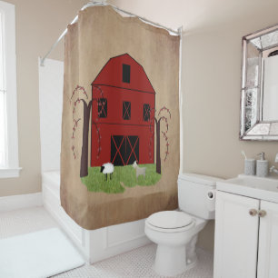 Red Barn Shower Curtain