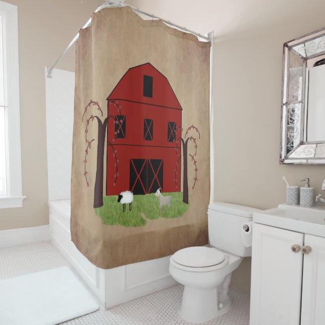 Red Barn Shower Curtain (In Situ)