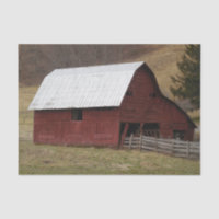 Red Barn Silver Roof Run-Down Fence
