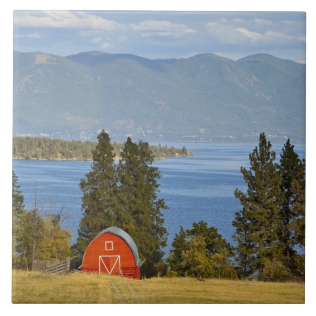 Red barn sits along scenic Flathead Lake near Tile (Front)