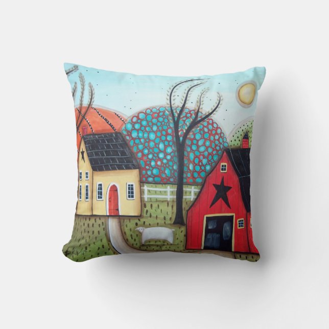 Red Barn Throw Pillow in 3 Sizes (Front)