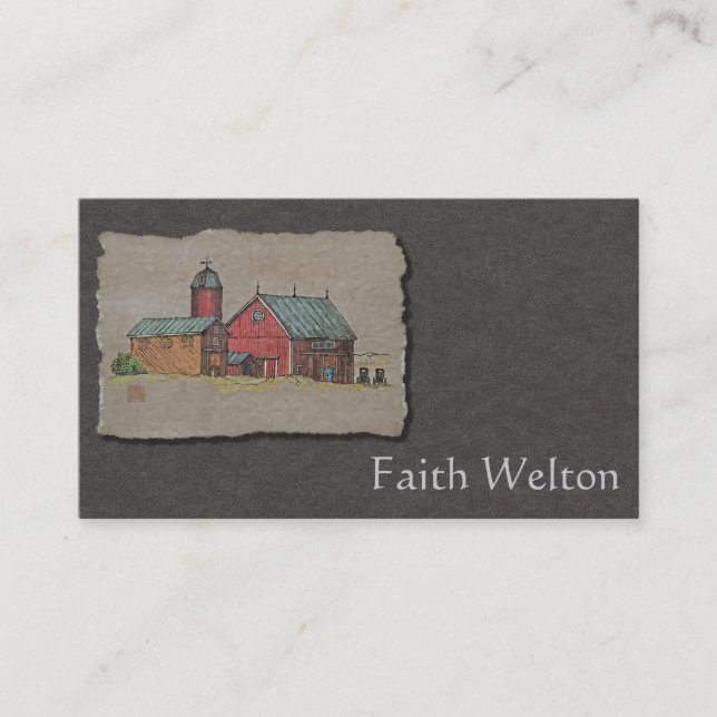 Red Barn & Two Buggies Business Card (Front)