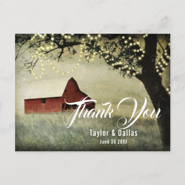 Red Barn Valley, Rustic Farm Design Postcard (Front)