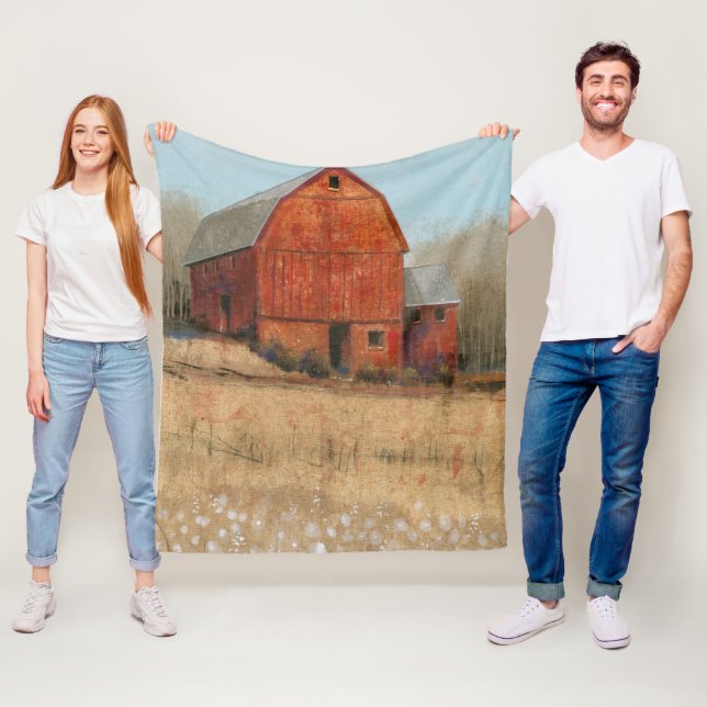 Red Barn View Fleece Blanket (In Situ)