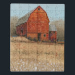 Red Barn View Jigsaw Puzzle<br><div class="desc">Red Barn View I by Tim OToole. Features a deep red barn in a serene field.</div>