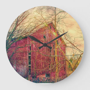 RED BARN WALL CLOCK