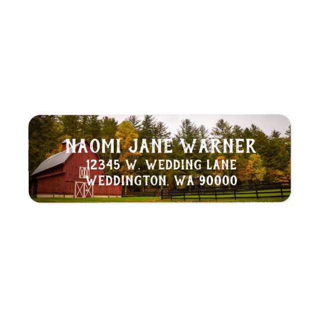 Red Barn Wedding Return Address Labels (Front)