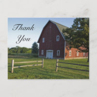 Red Barn with Fence Country Thank You