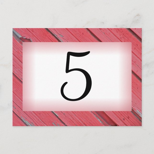 Red Barn Wood Country Wedding Table Number Postcard (Front)
