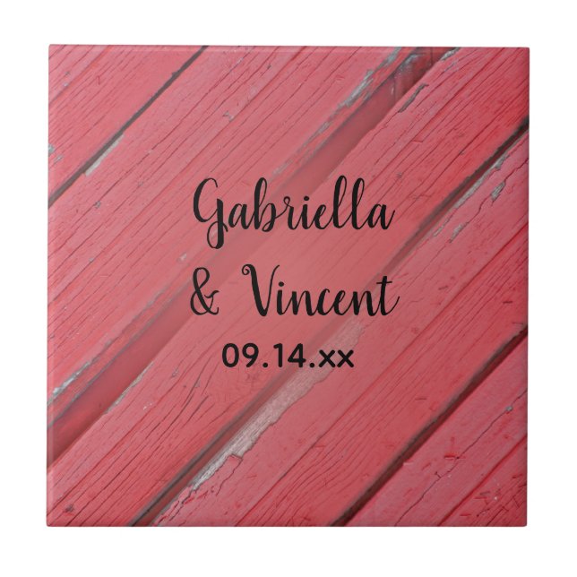 Red Barn Wood Country Wedding Tile (Front)