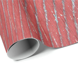 Red Barn Wood Wrapping Paper