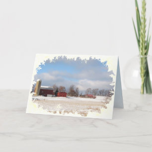 Red Barns Christmas Holiday Card