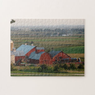 Red Barns Landscape View in the Midwest Jigsaw Puzzle