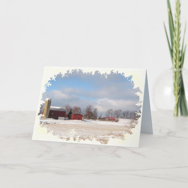 Red Barns Seasons Greetings Holiday Card (Front)