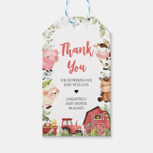 Red Barnyard Farm Baby Shower Favour Tags