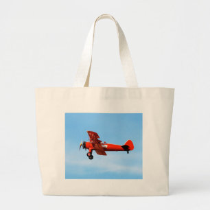 Red Baron Bi Plane Large Tote Bag