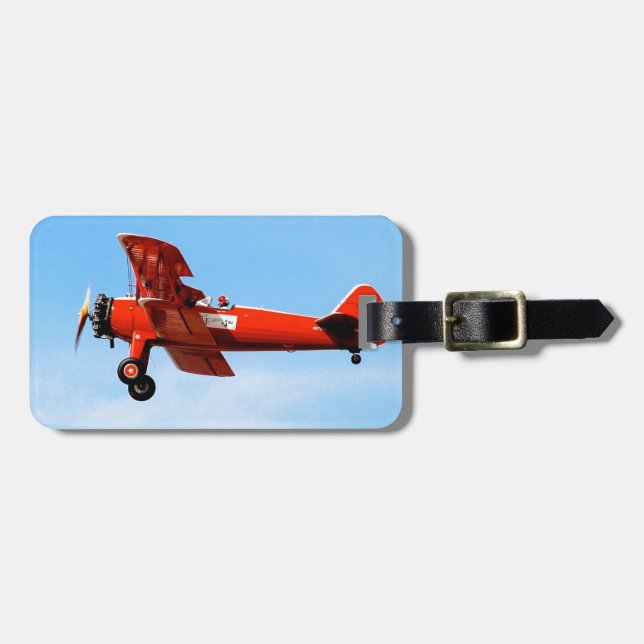 Red Baron Bi Plane Luggage Tag (Front Horizontal)