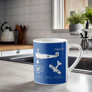 Red Baron Fokker Dr.1 - Aeroplane Blueprint ABD Coffee Mug
