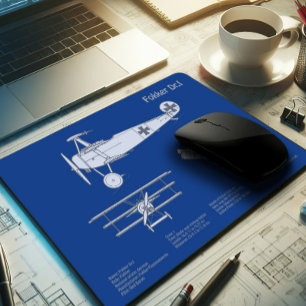 Red Baron Fokker Dr.1 - Aeroplane Blueprint ABD Mouse Mat