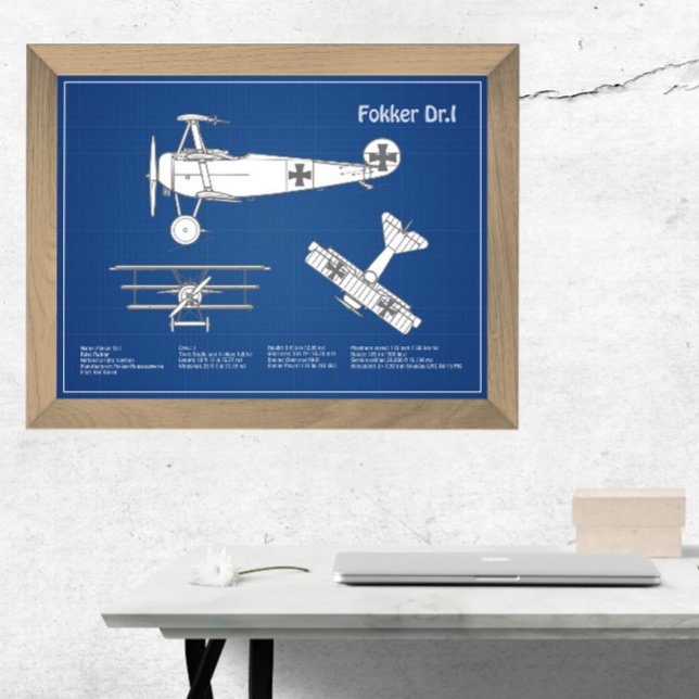 Red Baron Fokker Dr.1 - Aeroplane Blueprint ABD Photo Print (Creator Uploaded)
