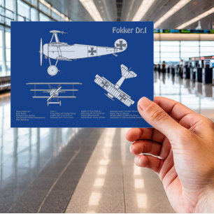 Red Baron Fokker Dr.1 - Aeroplane Blueprint ABD Postcard