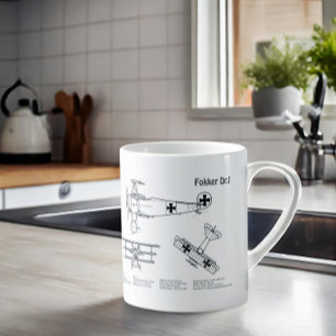 Red Baron Fokker Dr.1 - Aeroplane Blueprint BD Coffee Mug