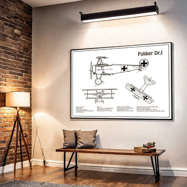 Red Baron Fokker Dr.1 - Aeroplane Blueprint BD Poster (Creator Uploaded)
