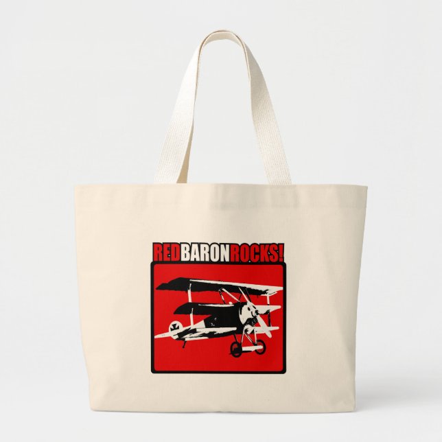 Red Baron Rocks! Large Tote Bag (Front)