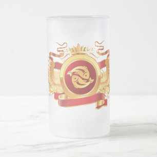 Red Baron “Zodiac Pisces” 16 oz Frosted Glass Beer Mug