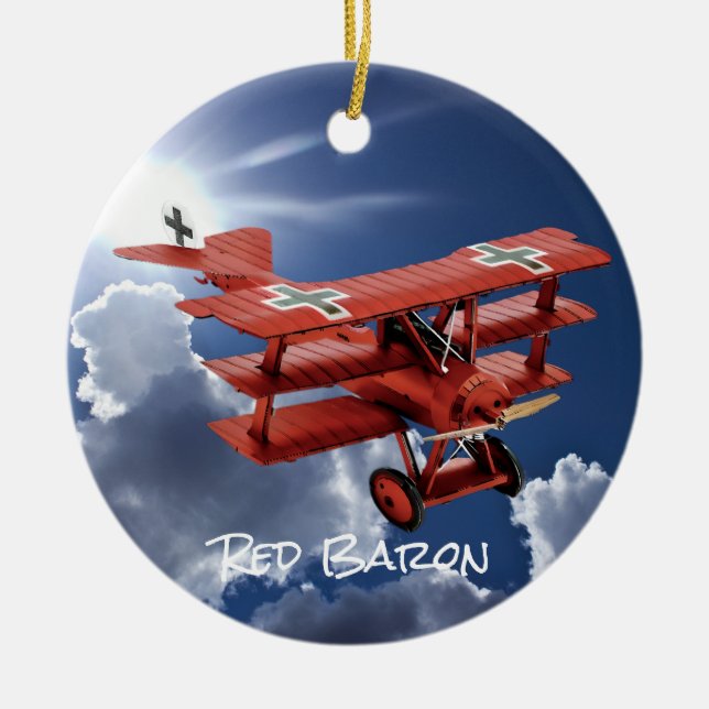 Red Baron's Fokker Triplane Ceramic Tree Decoration (Front)