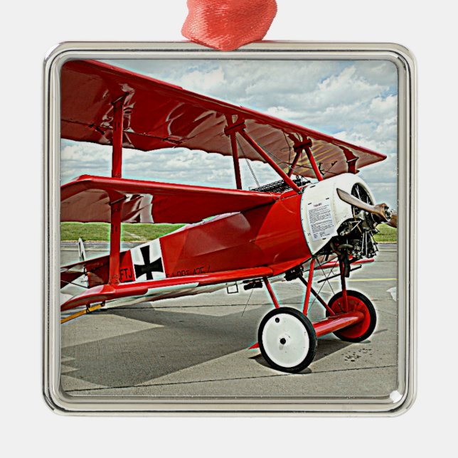 Red Baron's triplane Metal Tree Decoration (Front)