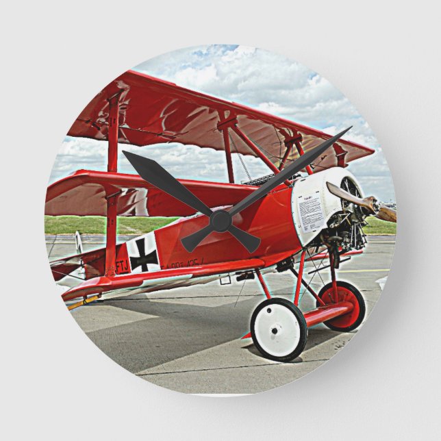 Red Baron's triplane Round Clock (Front)