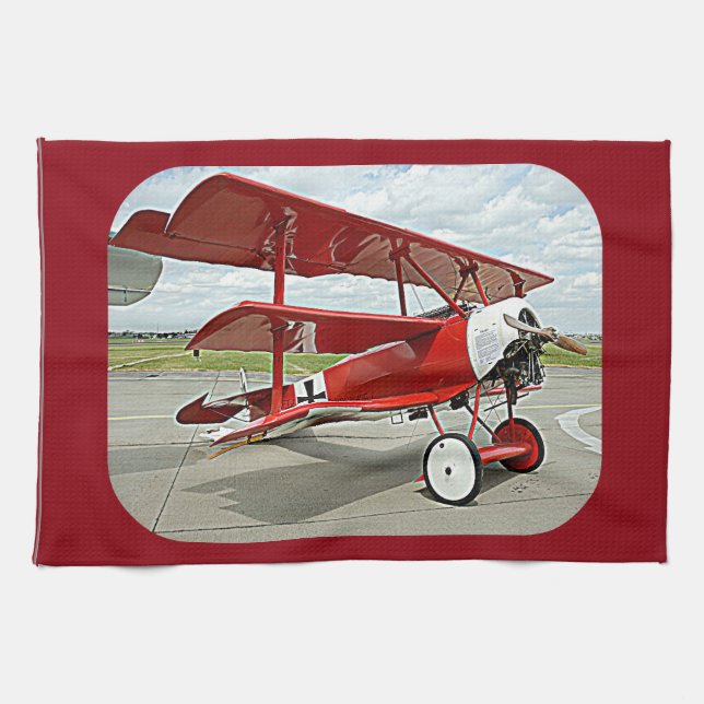 Red Baron's triplane Tea Towel (Horizontal)
